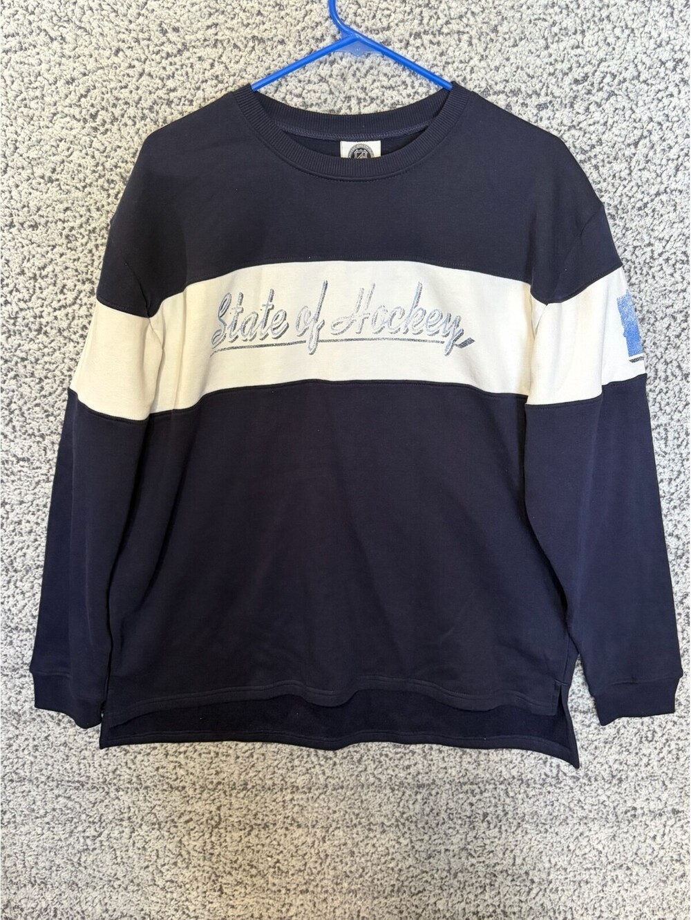 NHL State of Hockey Minnesota Youth Large L Crewneck Sweatshirt Navy White NWT